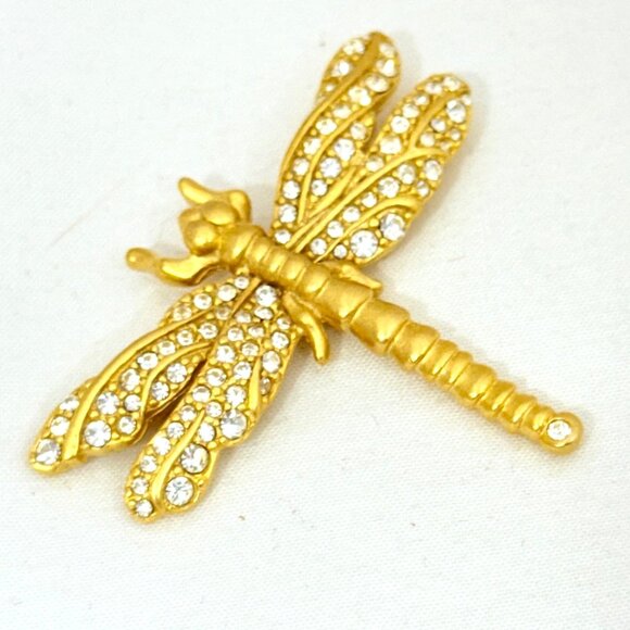 Vintage Swarovski Gold Tone Dragonfly Brooch/Pin - Picture 3 of 7
